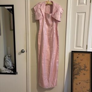 Y2k pink gown dress with rhinestone details with matching shrug!